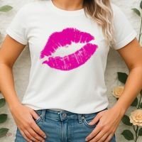 80s Pink Lips Bright Pop Culture 1980s Lovers Gift Women's T-Shirt thumb 2
