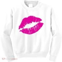 80s Pink Lips Bright Pop Culture 1980s Lovers Gift Kids Sweatshirt thumb 0