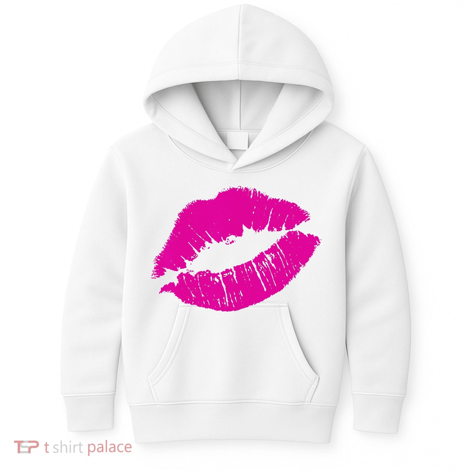 80s Pink Lips Bright Pop Culture 1980s Lovers Gift Kids Hoodie