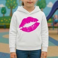 80s Pink Lips Bright Pop Culture 1980s Lovers Gift Kids Hoodie thumb 3
