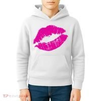 80s Pink Lips Bright Pop Culture 1980s Lovers Gift Kids Hoodie thumb 4