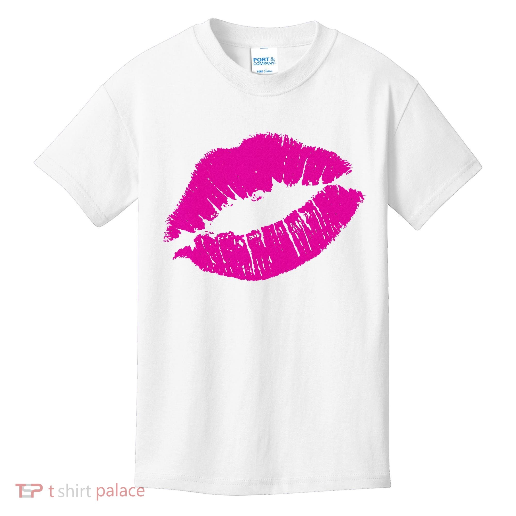 80s Pink Lips Bright Pop Culture 1980s Lovers Gift Kids T-Shirt