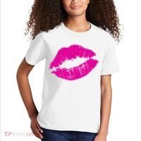 80s Pink Lips Bright Pop Culture 1980s Lovers Gift Kids T-Shirt thumb 2