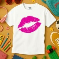 80s Pink Lips Bright Pop Culture 1980s Lovers Gift Kids T-Shirt thumb 3
