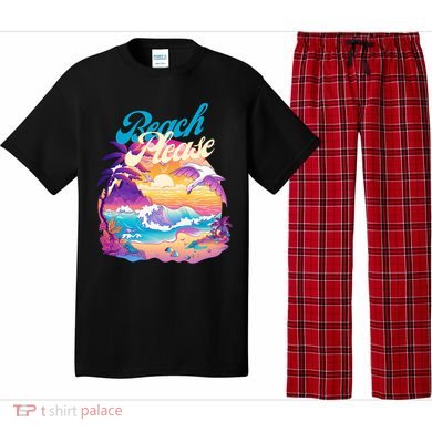80S Retro Beach Please Vaporwave Scene Summer Vacay Florida Gift Pajama Set
