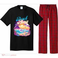 80S Retro Beach Please Vaporwave Scene Summer Vacay Florida Gift Pajama Set thumb 0