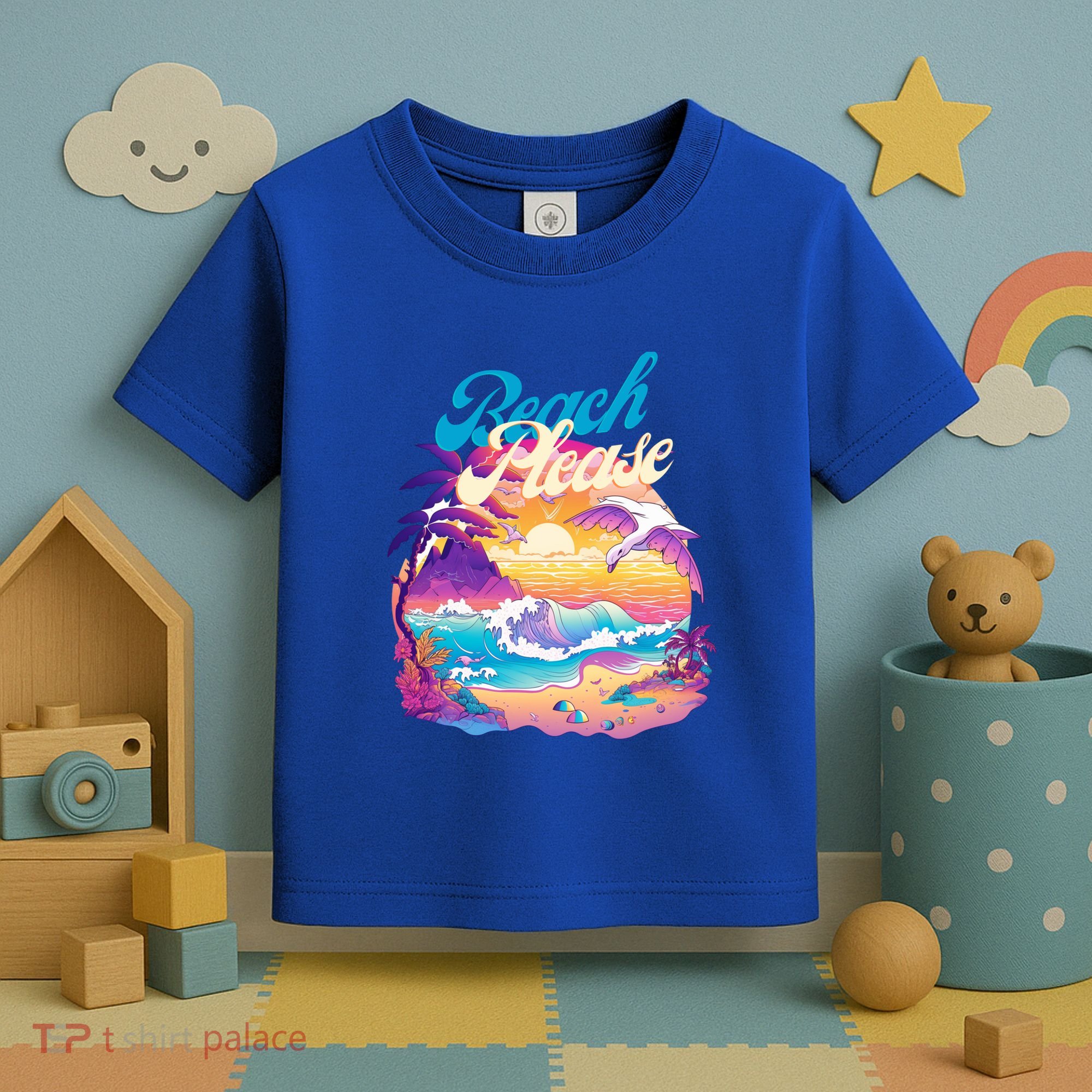 80S Retro Beach Please Vaporwave Scene Summer Vacay Florida Gift Toddler T-Shirt