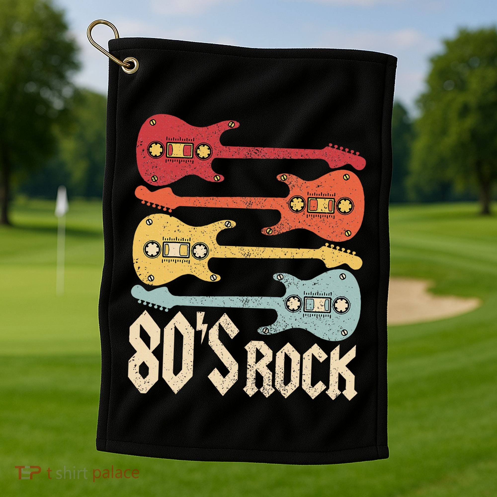 80s Rock Band Guitar Cassette Tape 1980s 80s Golf Towel