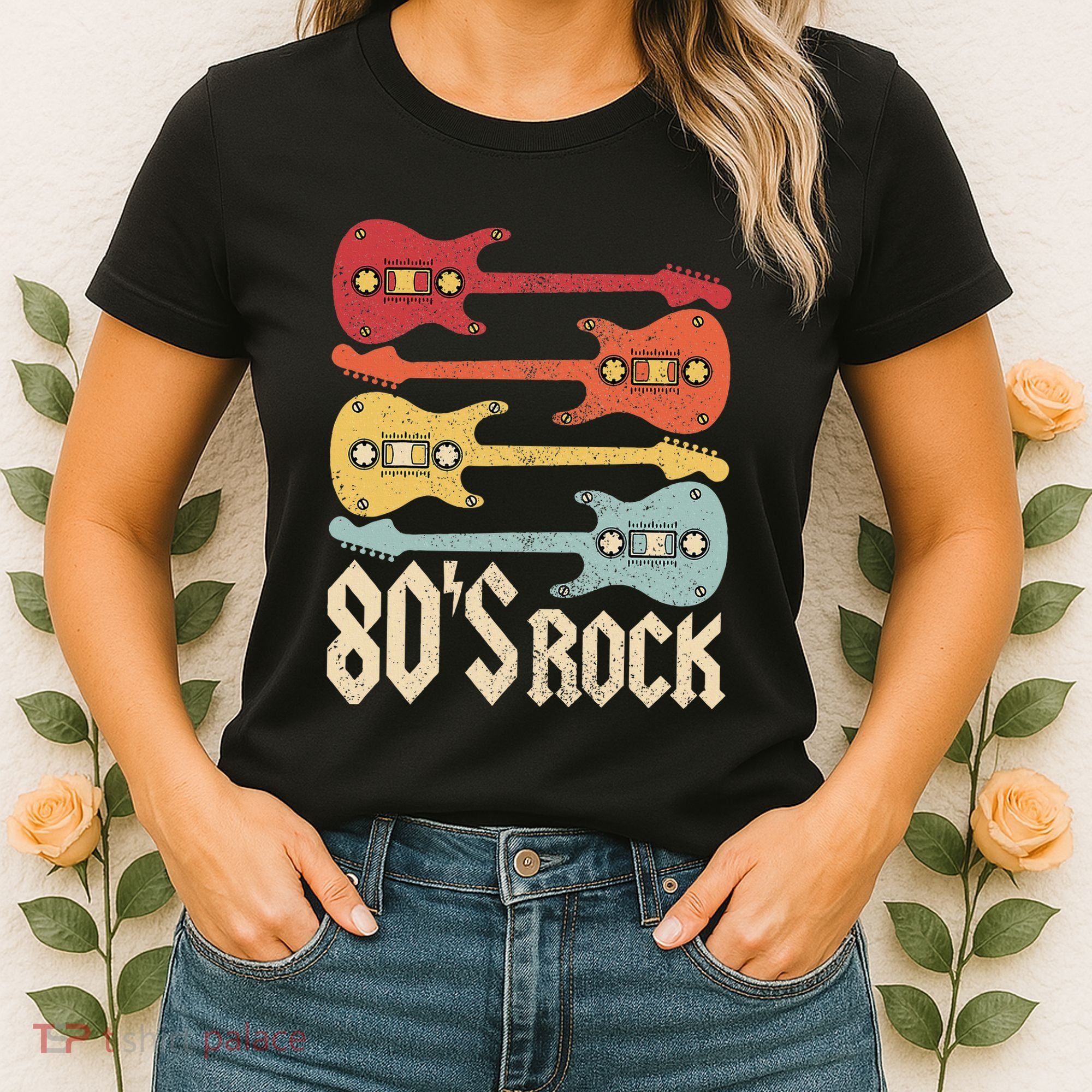 80s Rock Band Guitar Cassette Tape 1980s 80s Women's T-Shirt