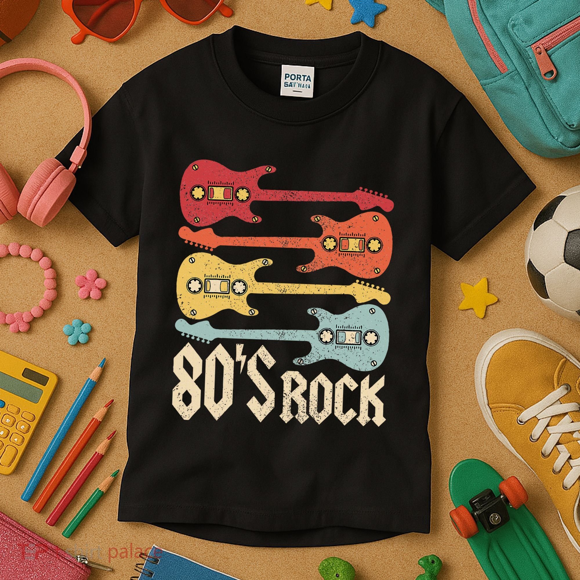 80s Rock Band Guitar Cassette Tape 1980s 80s Kids T-Shirt