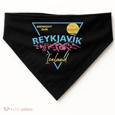 80's Reykjavik Iceland Gift Cute Gift Midnight Sun USA-Made Doggie Bandana