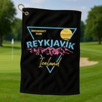 80's Reykjavik Iceland Gift Cute Gift Midnight Sun Golf Towel thumb 1