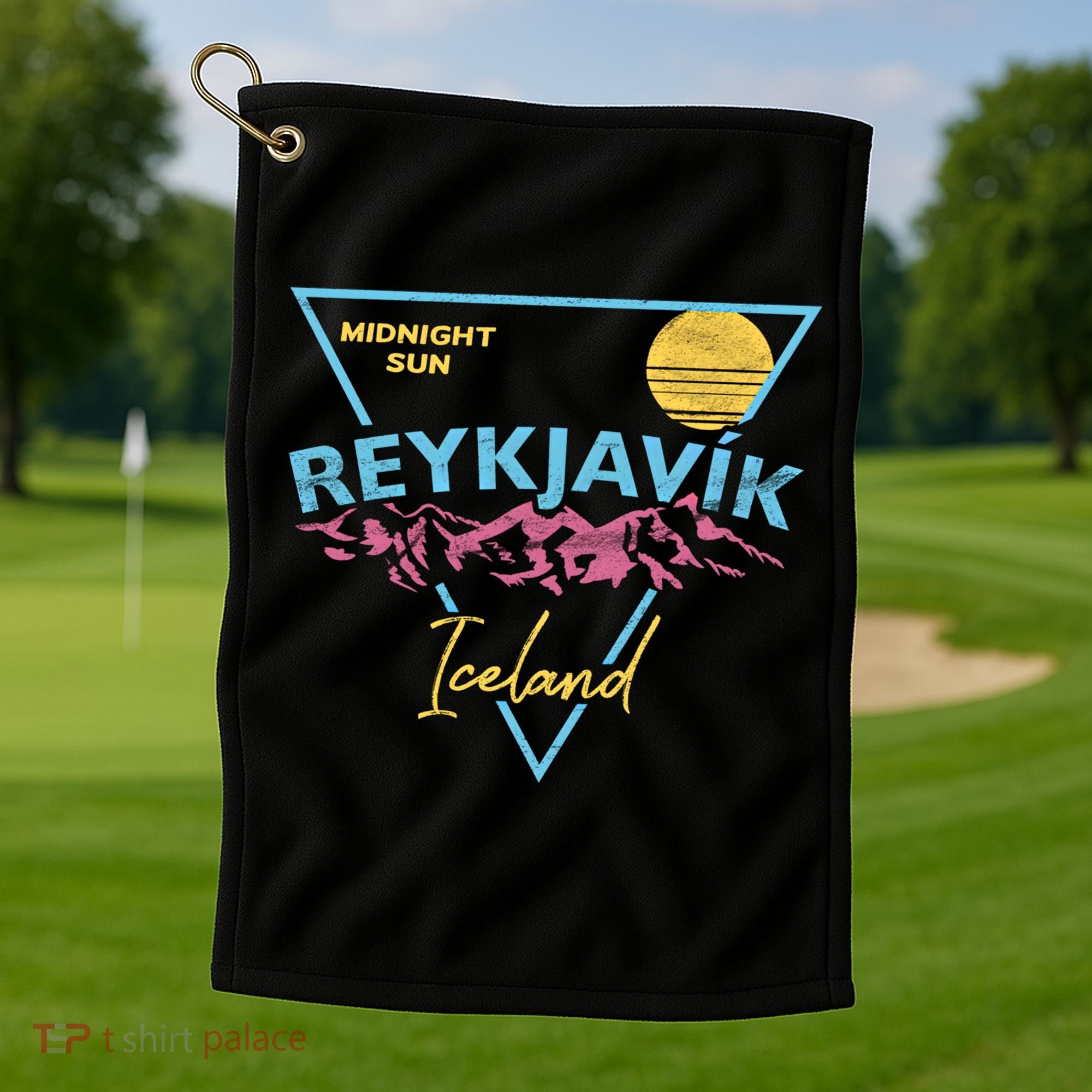 80's Reykjavik Iceland Gift Cute Gift Midnight Sun Golf Towel