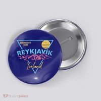 80's Reykjavik Iceland Gift Cute Gift Midnight Sun Button thumb 0