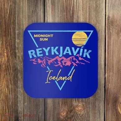 80's Reykjavik Iceland Gift Cute Gift Midnight Sun Coaster