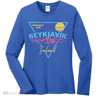 80's Reykjavik Iceland Gift Cute Gift Midnight Sun Women's Long Sleeve Shirt