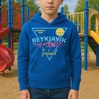 80's Reykjavik Iceland Gift Cute Gift Midnight Sun Kids Hoodie thumb 2