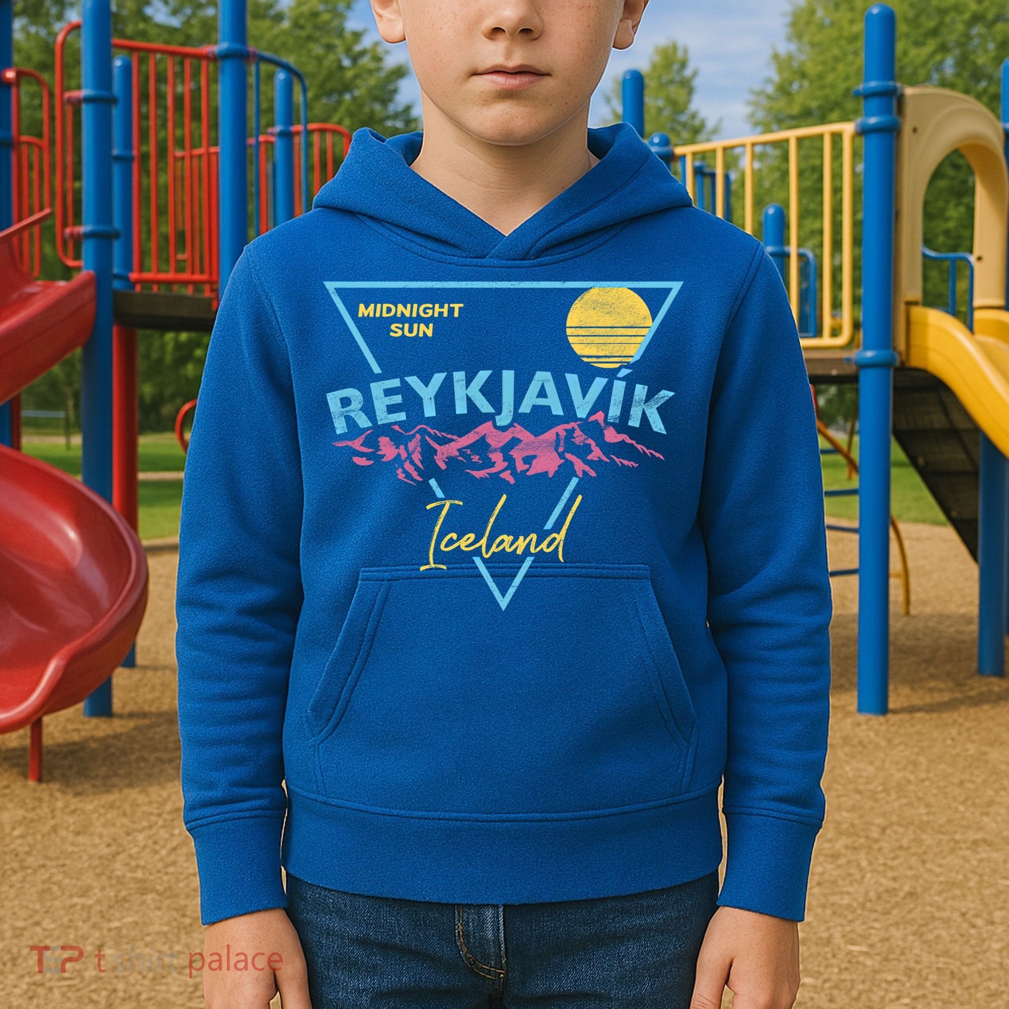 80's Reykjavik Iceland Gift Cute Gift Midnight Sun Kids Hoodie