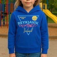 80's Reykjavik Iceland Gift Cute Gift Midnight Sun Kids Hoodie thumb 3