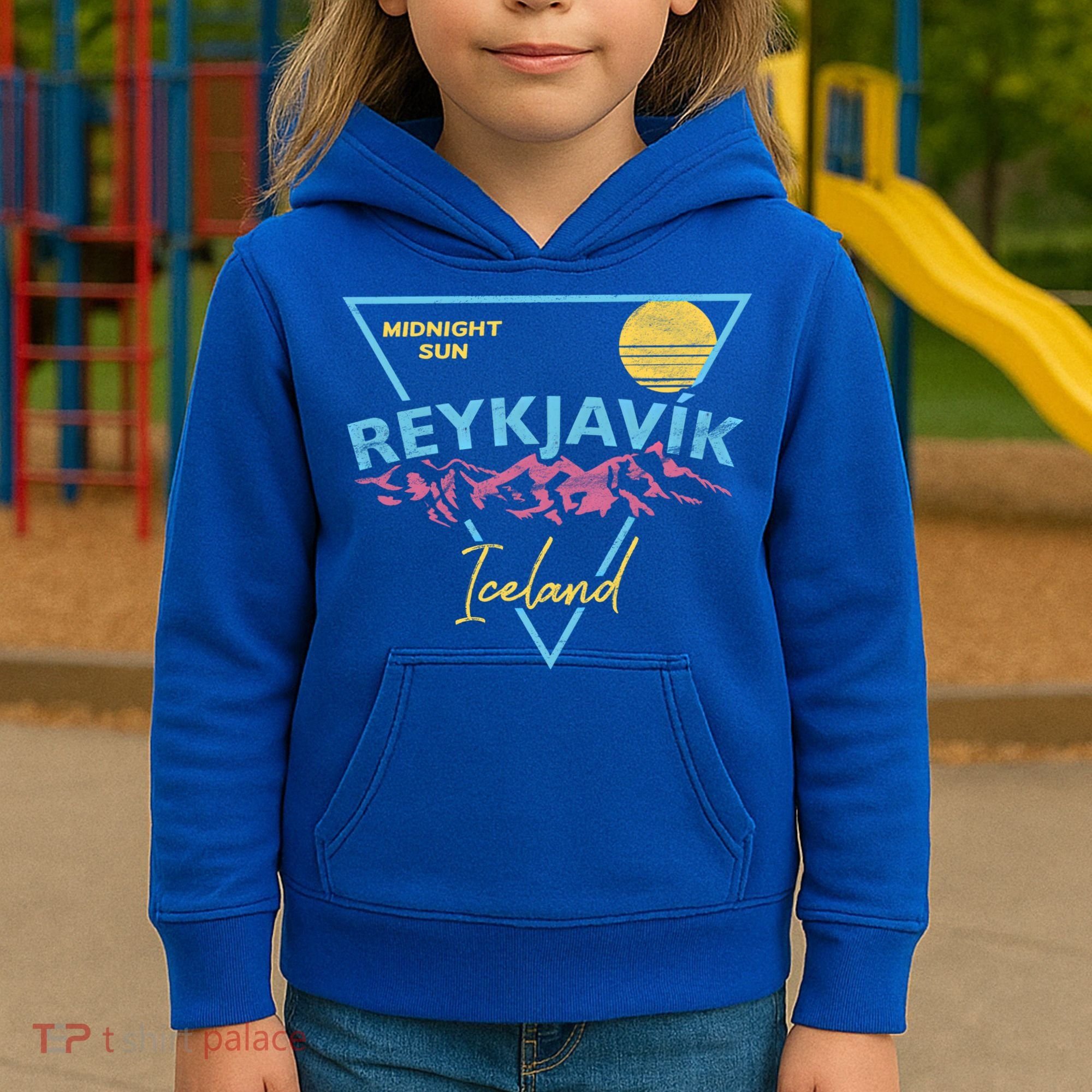 80's Reykjavik Iceland Gift Cute Gift Midnight Sun Kids Hoodie