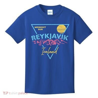 80's Reykjavik Iceland Gift Cute Gift Midnight Sun Kids T-Shirt