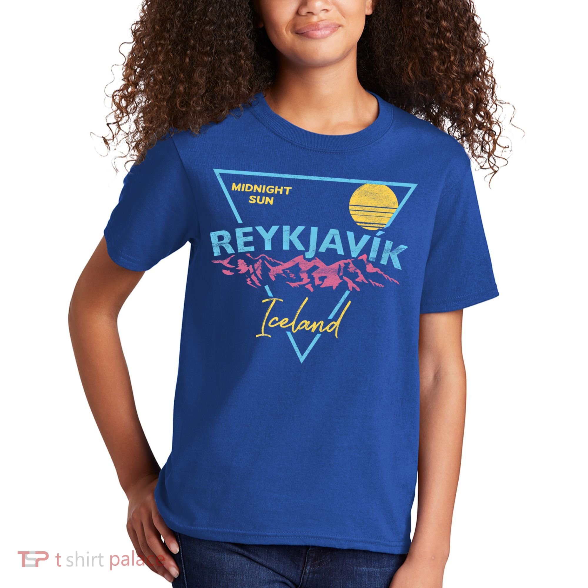 80's Reykjavik Iceland Gift Cute Gift Midnight Sun Kids T-Shirt