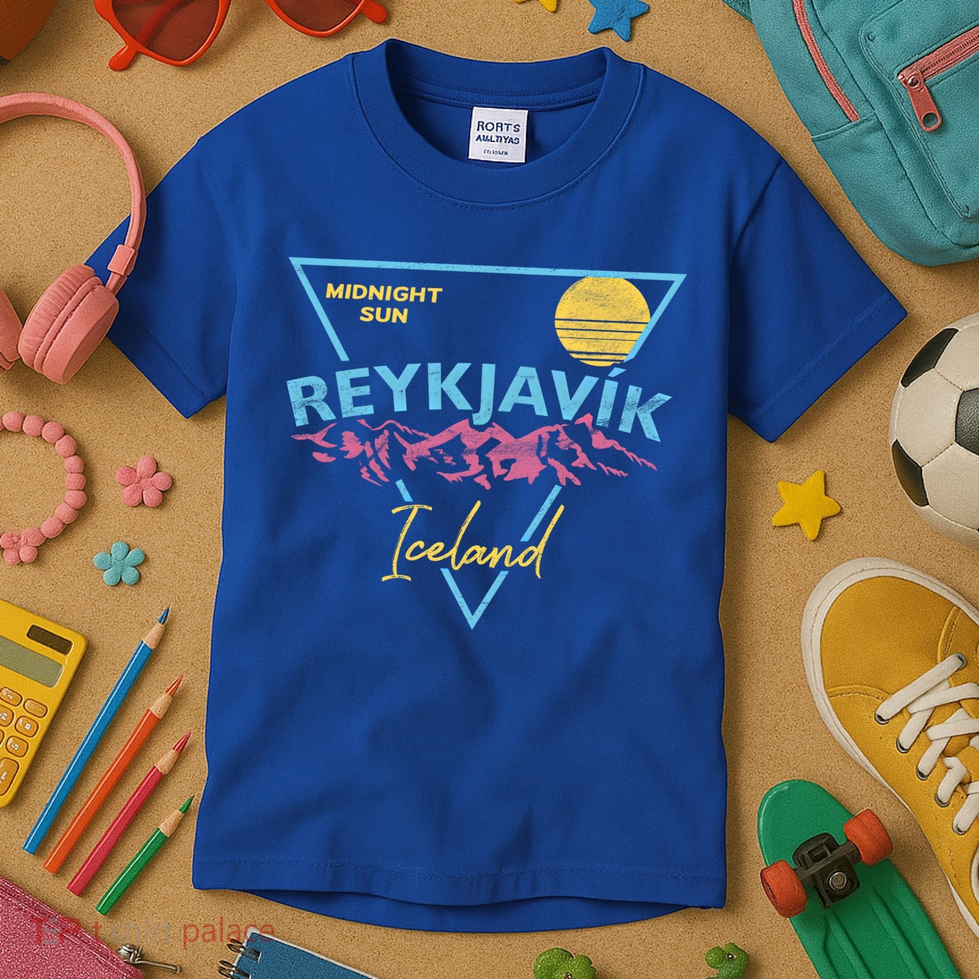 80's Reykjavik Iceland Gift Cute Gift Midnight Sun Kids T-Shirt