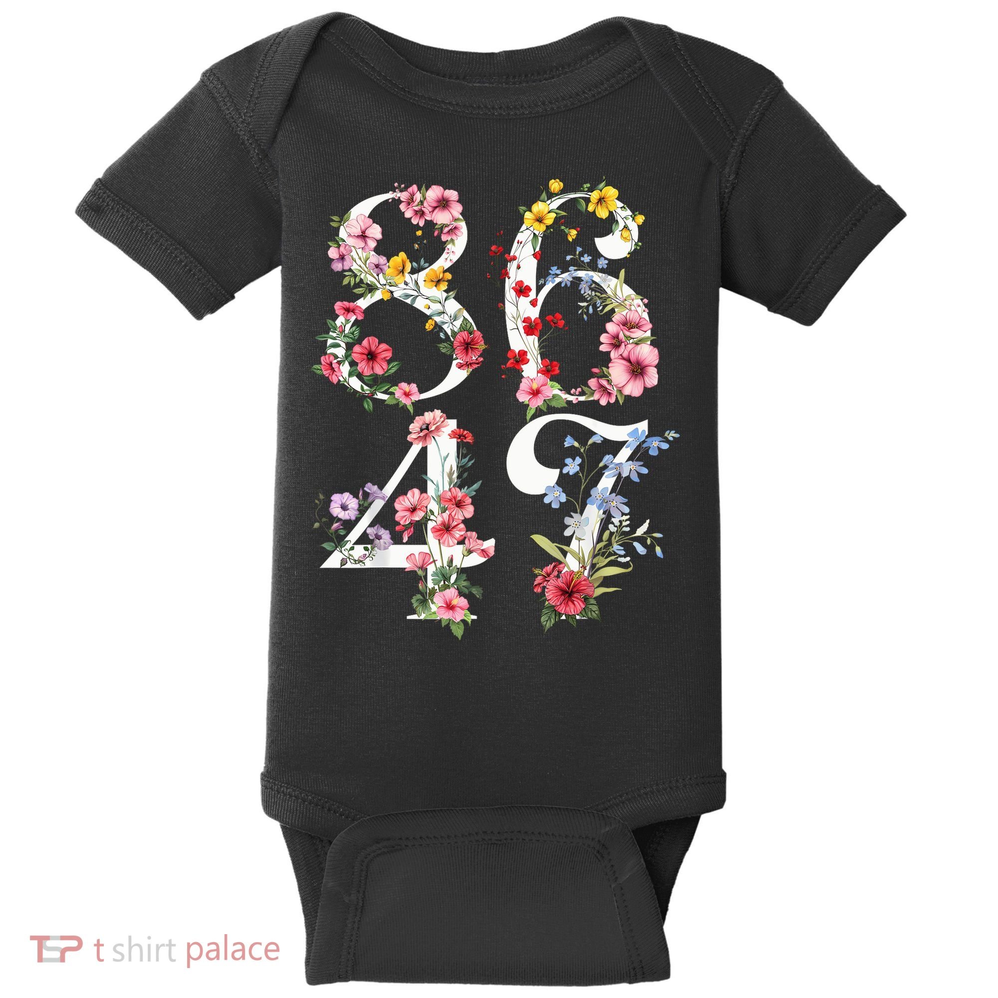 8647 Subtle Anti 45 47 Funny 86 47 Floral Boho Feminist Baby Bodysuit