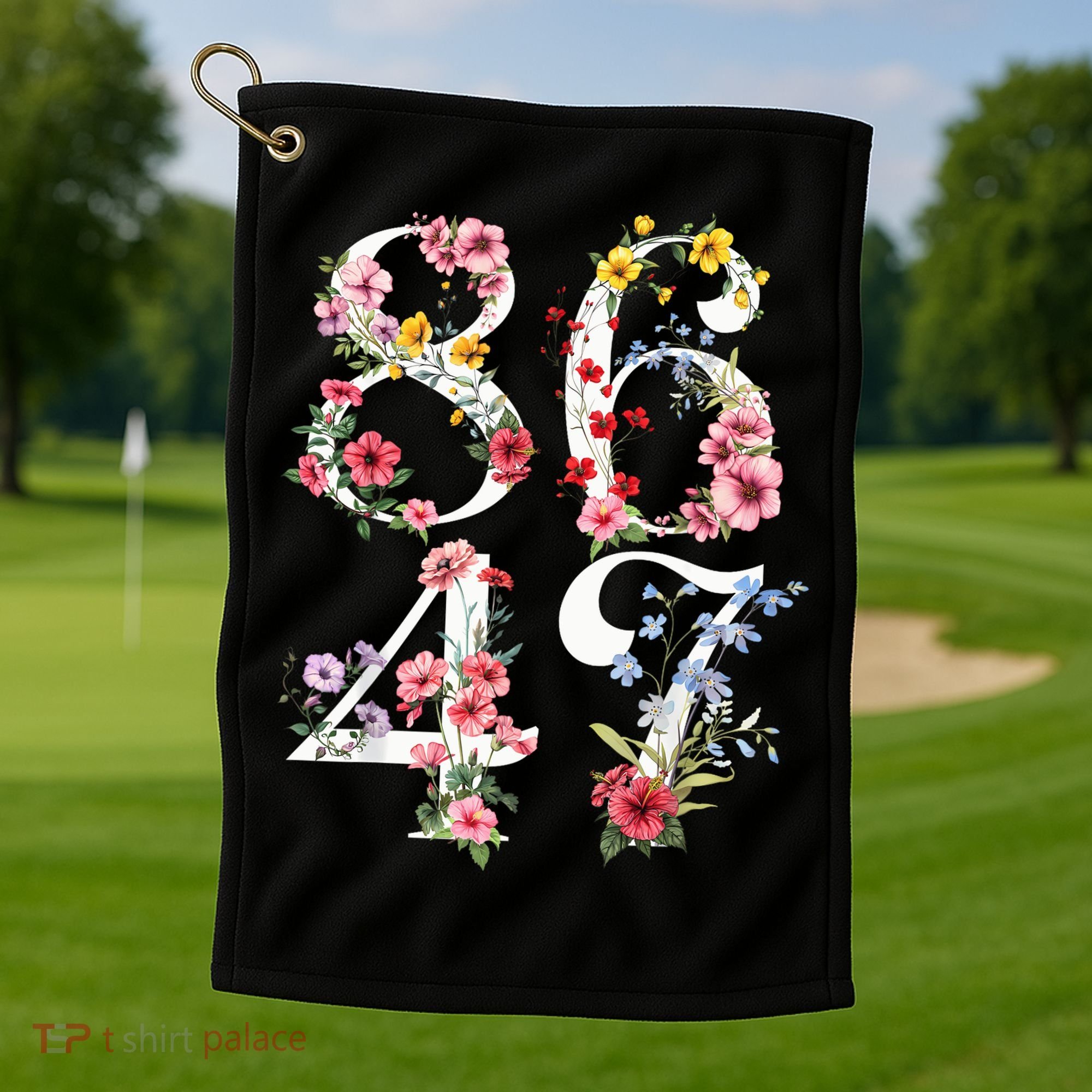8647 Subtle Anti 45 47 Funny 86 47 Floral Boho Feminist Golf Towel
