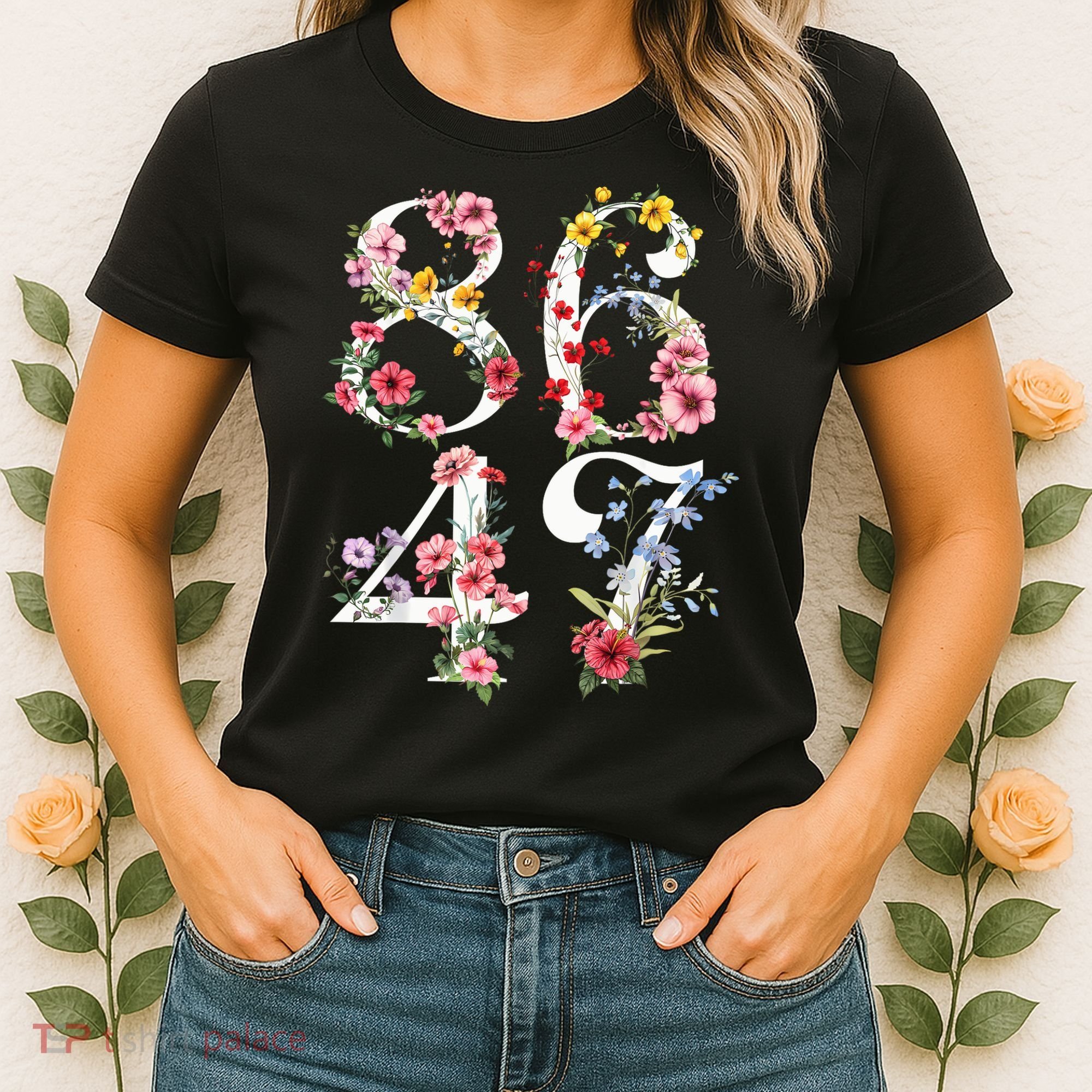 8647 Subtle Anti 45 47 Funny 86 47 Floral Boho Feminist Women's T-Shirt