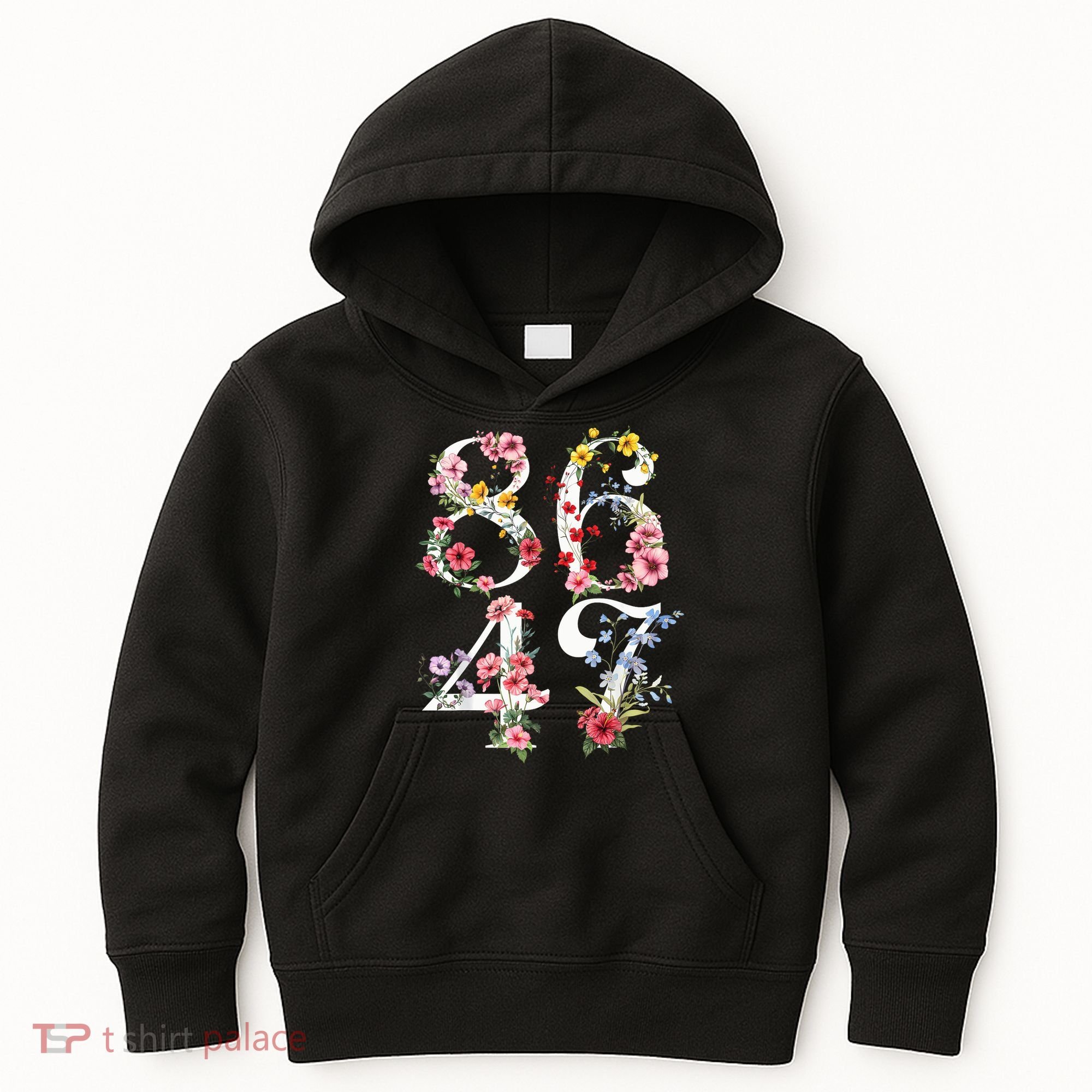 8647 Subtle Anti 45 47 Funny 86 47 Floral Boho Feminist Kids Hoodie