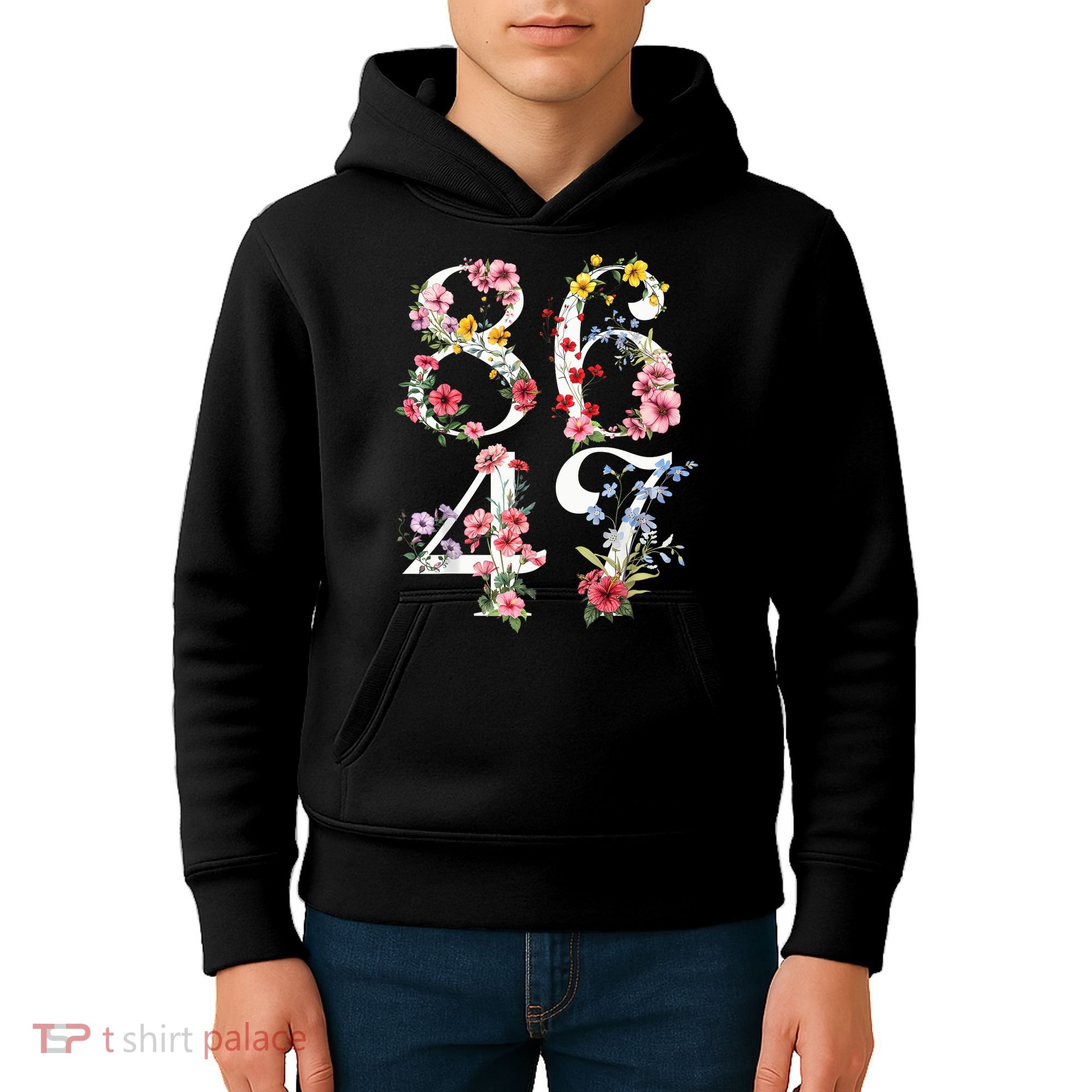 8647 Subtle Anti 45 47 Funny 86 47 Floral Boho Feminist Kids Hoodie