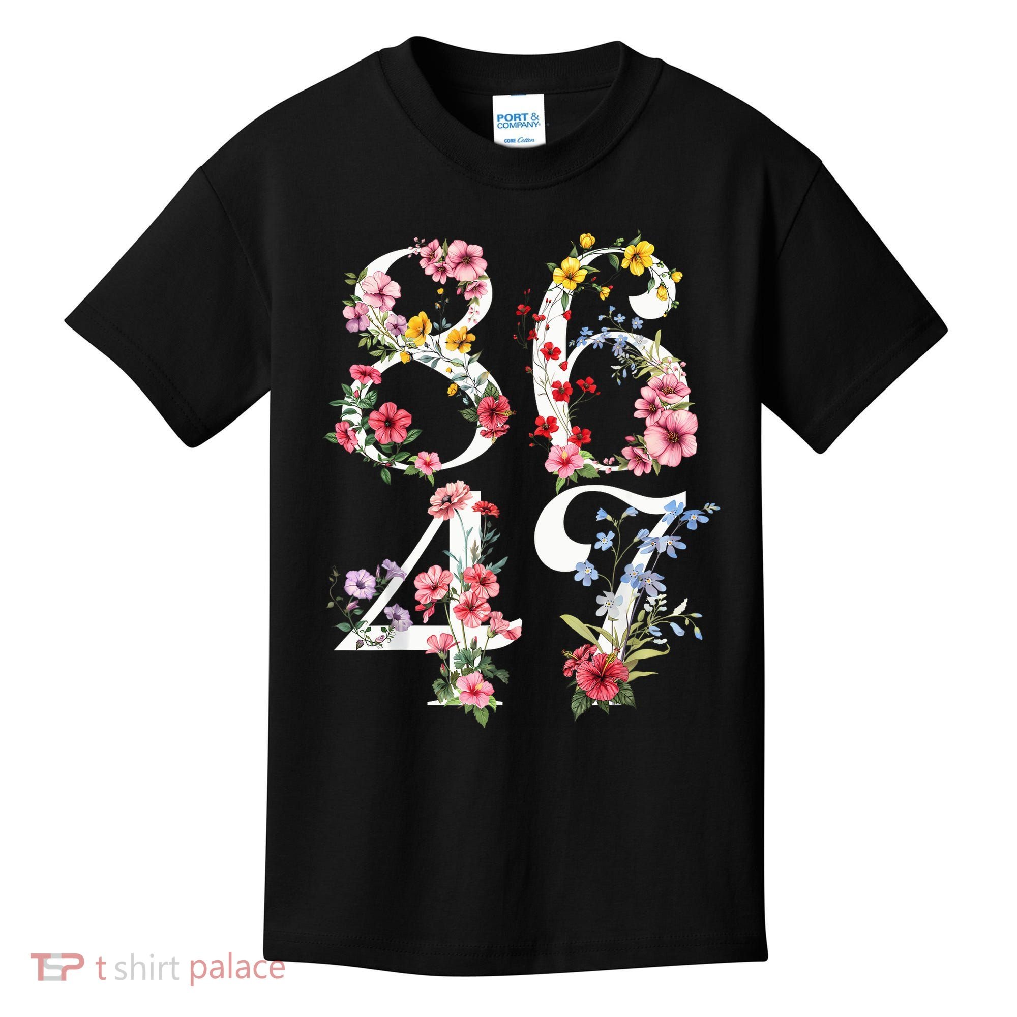 8647 Subtle Anti 45 47 Funny 86 47 Floral Boho Feminist Kids T-Shirt