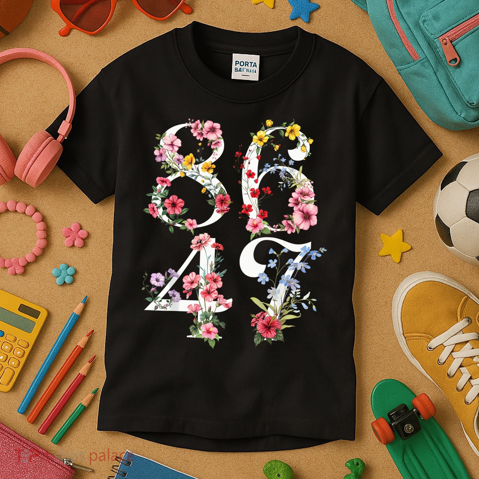 8647 Subtle Anti 45 47 Funny 86 47 Floral Boho Feminist Kids T-Shirt