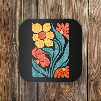 8647 Subtle Anti Trump Floral Boho Coaster