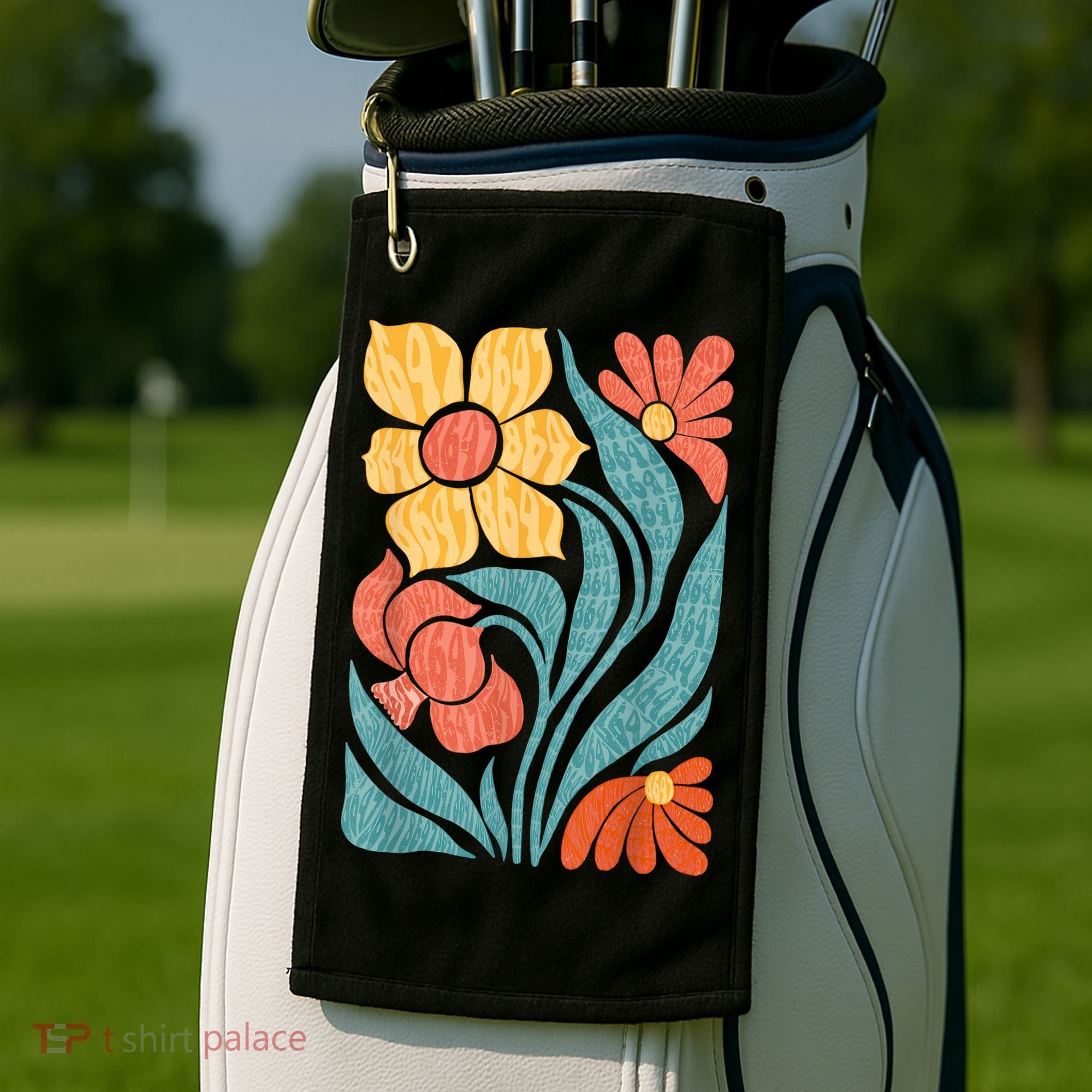 8647 Subtle Anti Trump Floral Boho Golf Towel