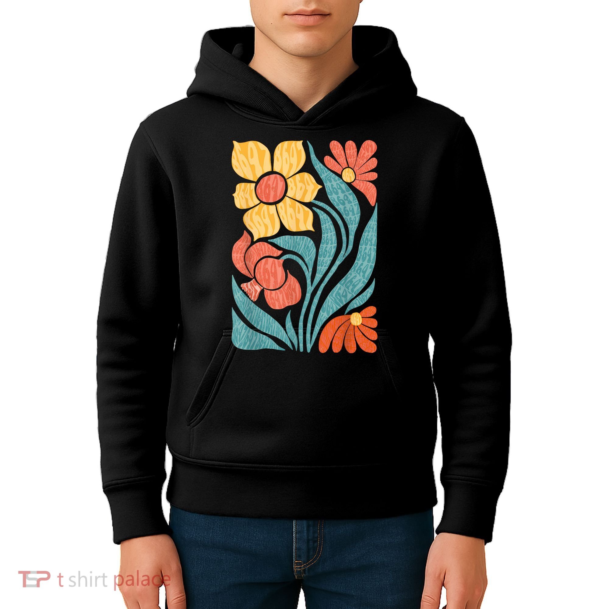 8647 Subtle Anti Trump Floral Boho Kids Hoodie