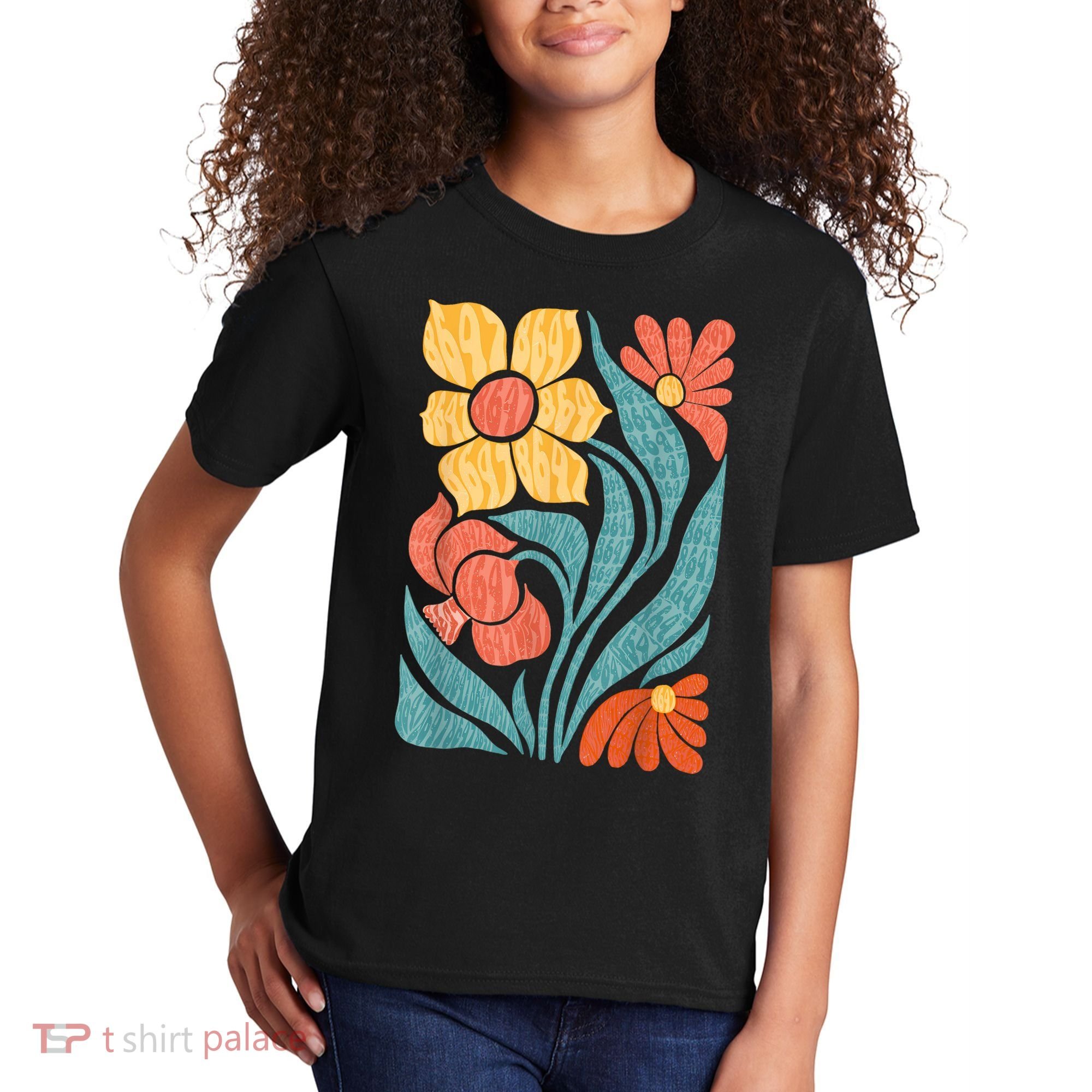8647 Subtle Anti Trump Floral Boho Kids T-Shirt