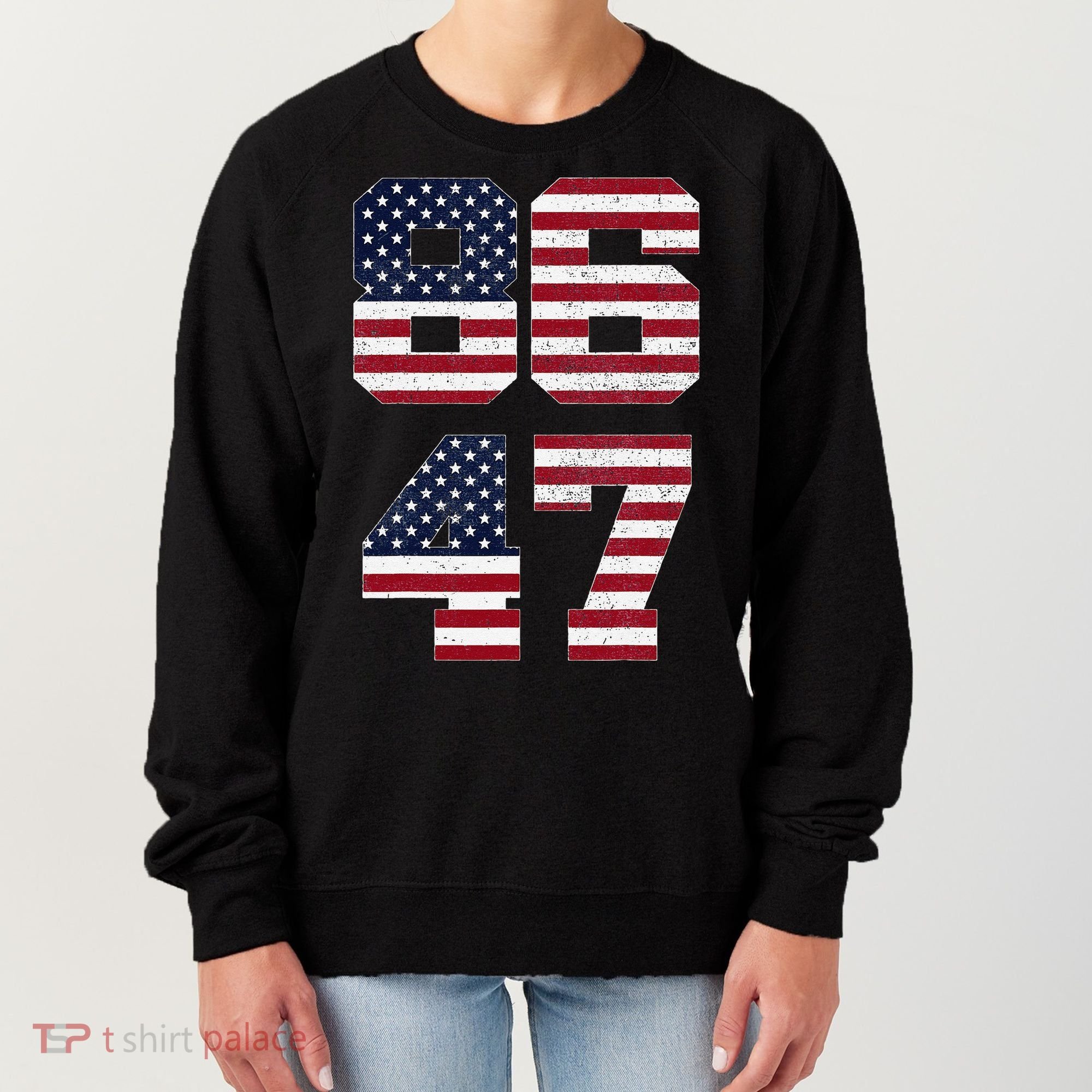 8647 Subtle Anti Funy 86 47 Retro America Flag Women's Sweatshirt