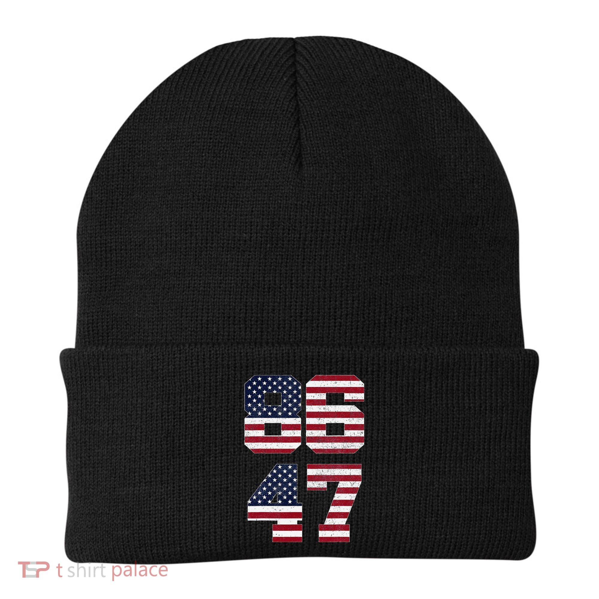 8647 Subtle Anti Funy 86 47 Retro America Flag Beanie