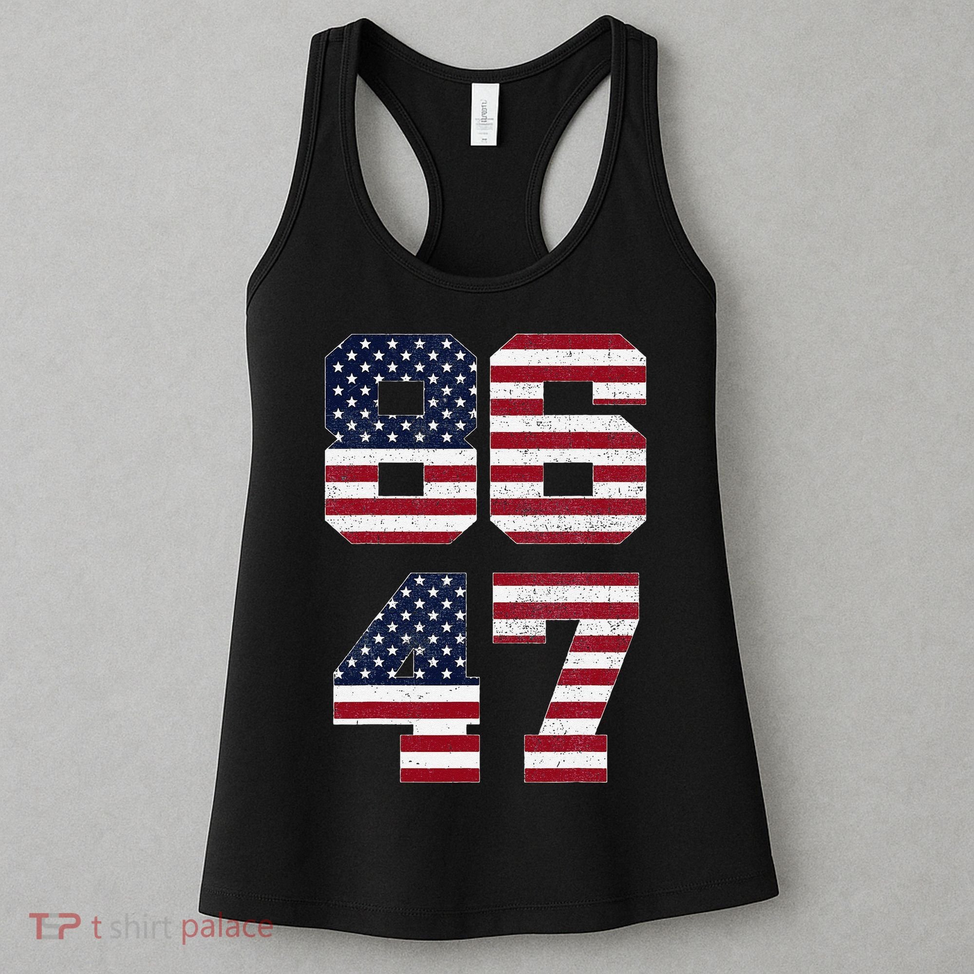 8647 Subtle Anti Funy 86 47 Retro America Flag Women's Tank Top