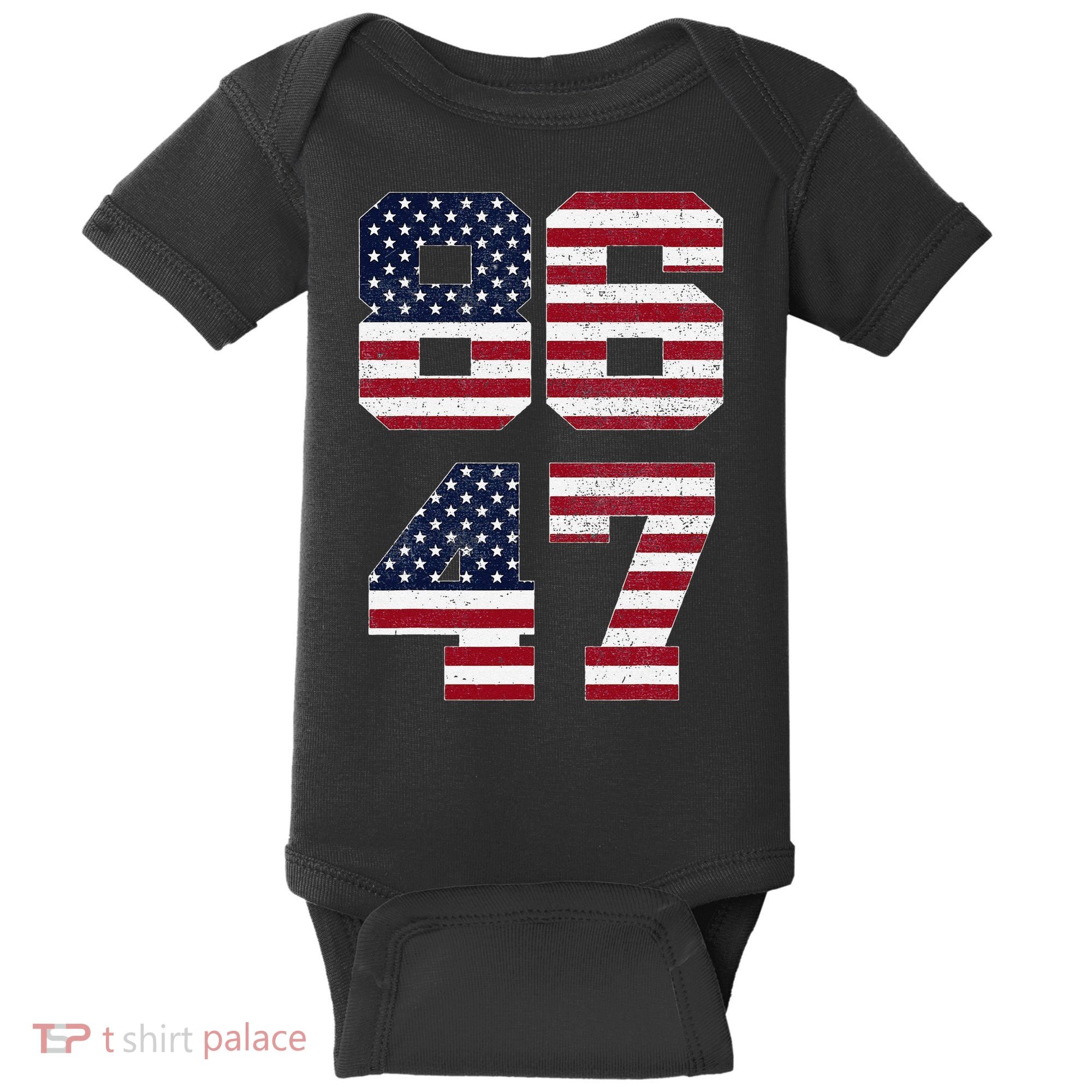 8647 Subtle Anti Funy 86 47 Retro America Flag Baby Bodysuit