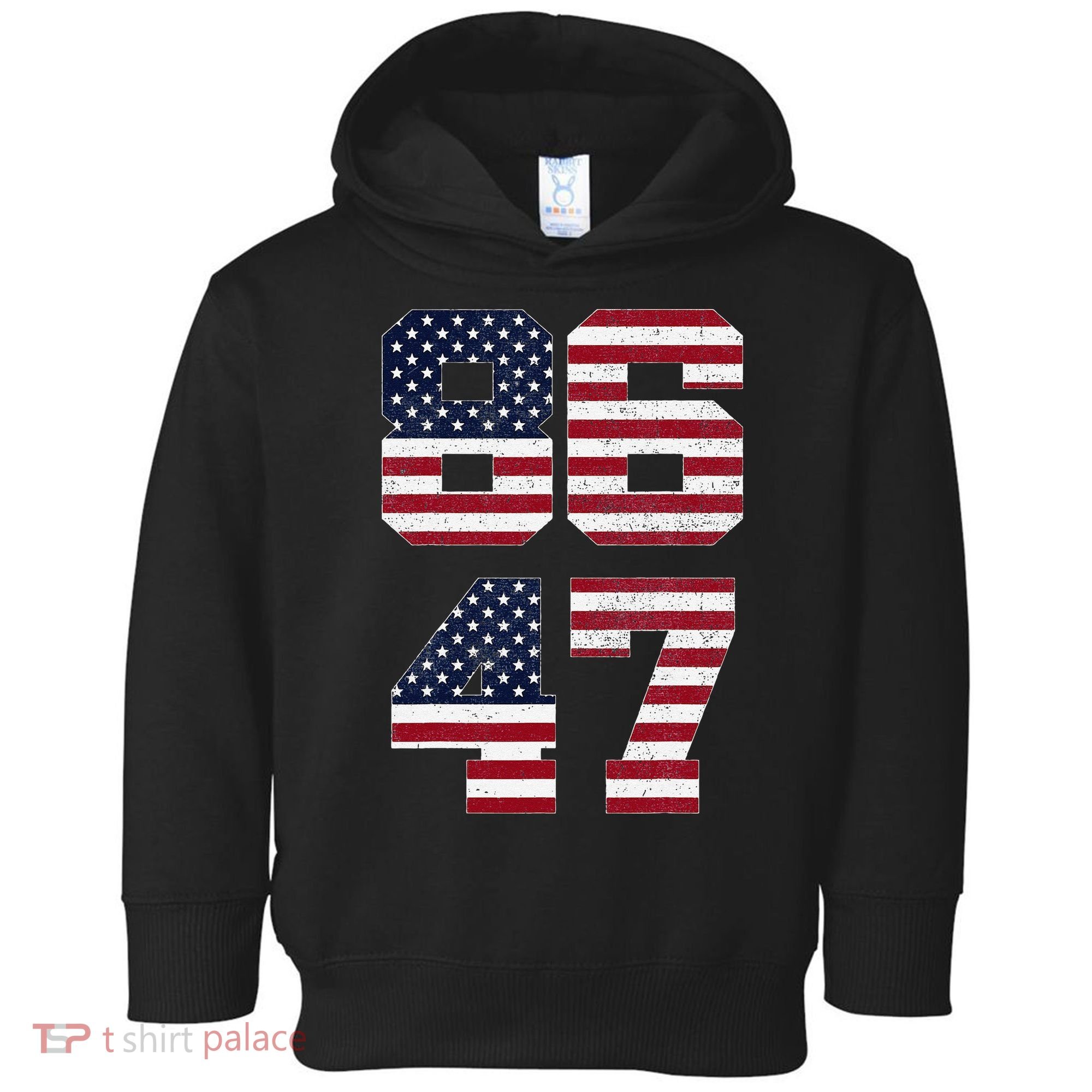 8647 Subtle Anti Funy 86 47 Retro America Flag Toddler Hoodie