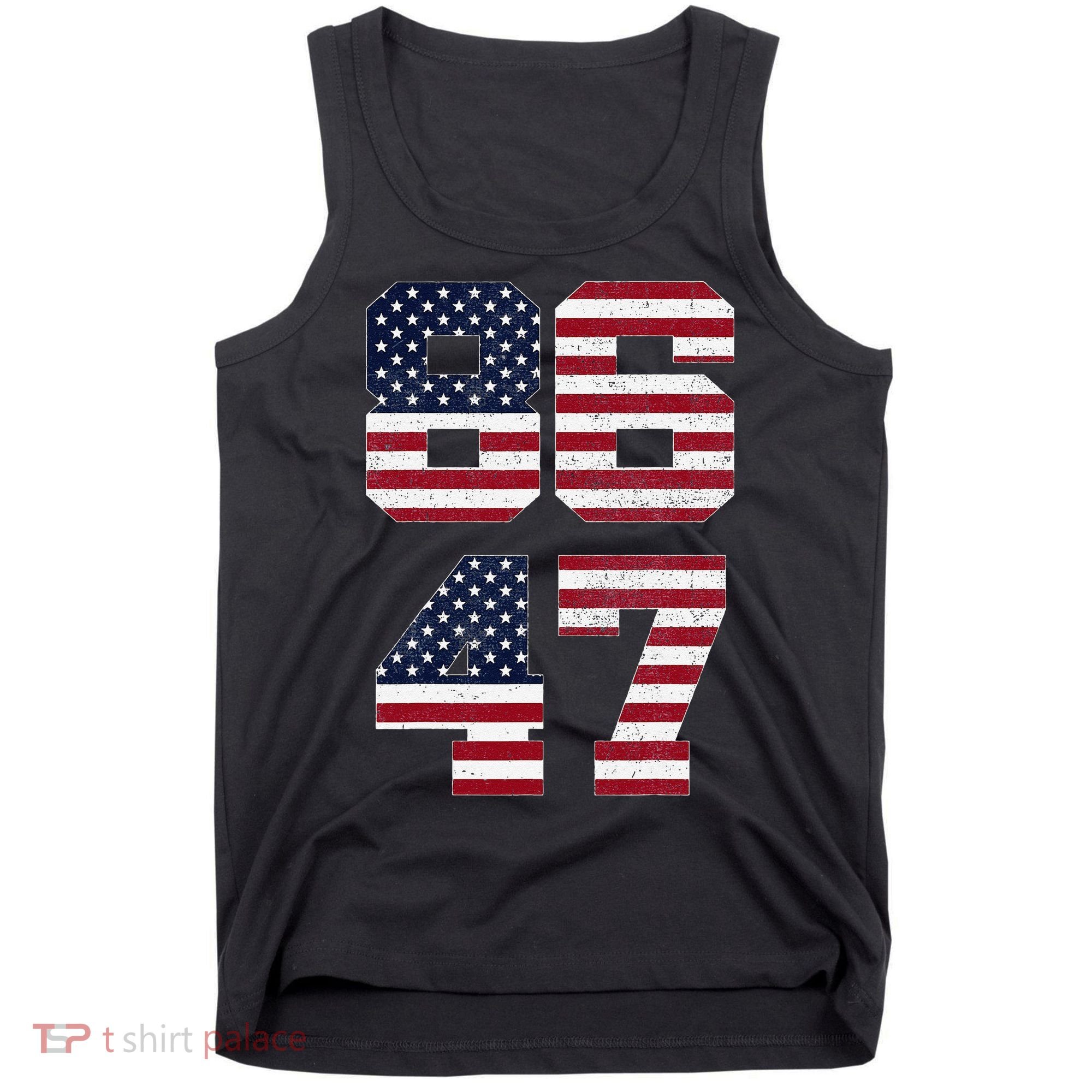 8647 Subtle Anti Funy 86 47 Retro America Flag Tank Top