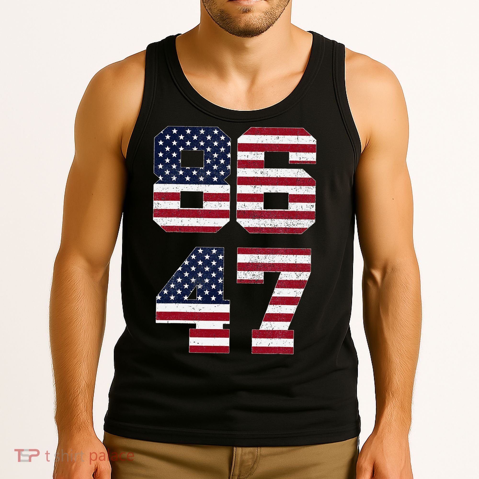 8647 Subtle Anti Funy 86 47 Retro America Flag Tank Top