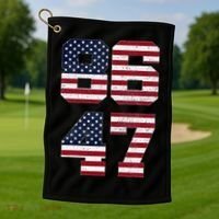 8647 Subtle Anti Funy 86 47 Retro America Flag Golf Towel thumb 1