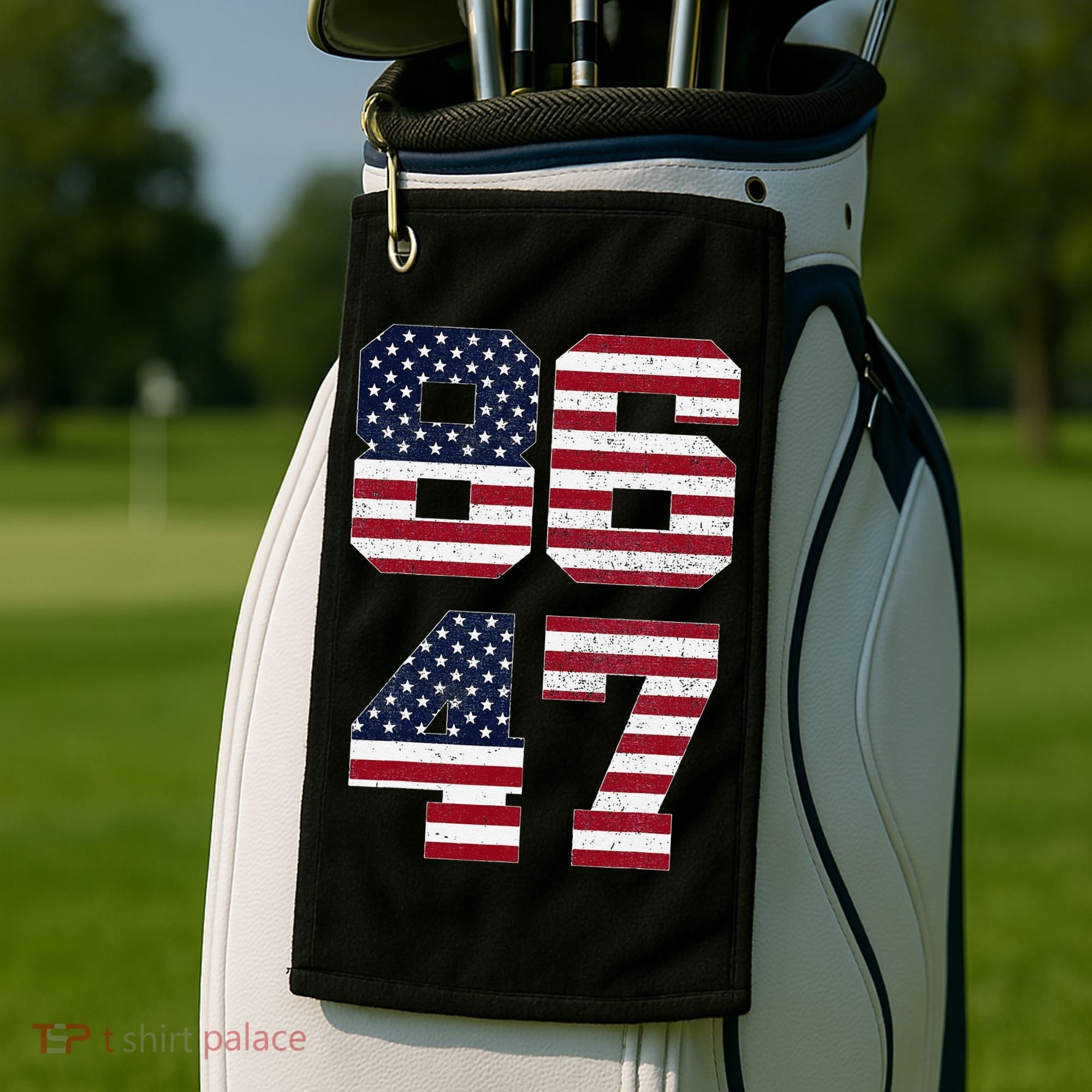 8647 Subtle Anti Funy 86 47 Retro America Flag Golf Towel
