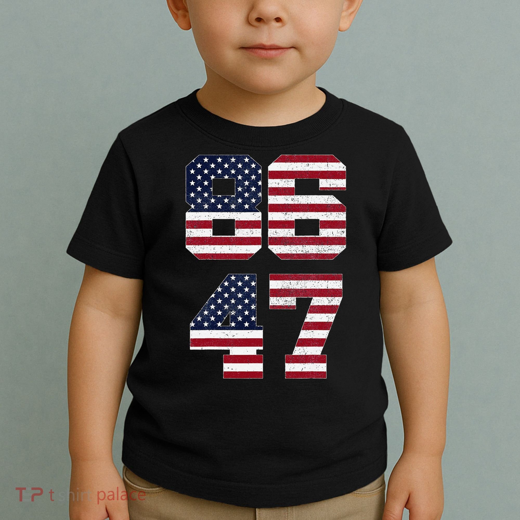 8647 Subtle Anti Funy 86 47 Retro America Flag Toddler T-Shirt