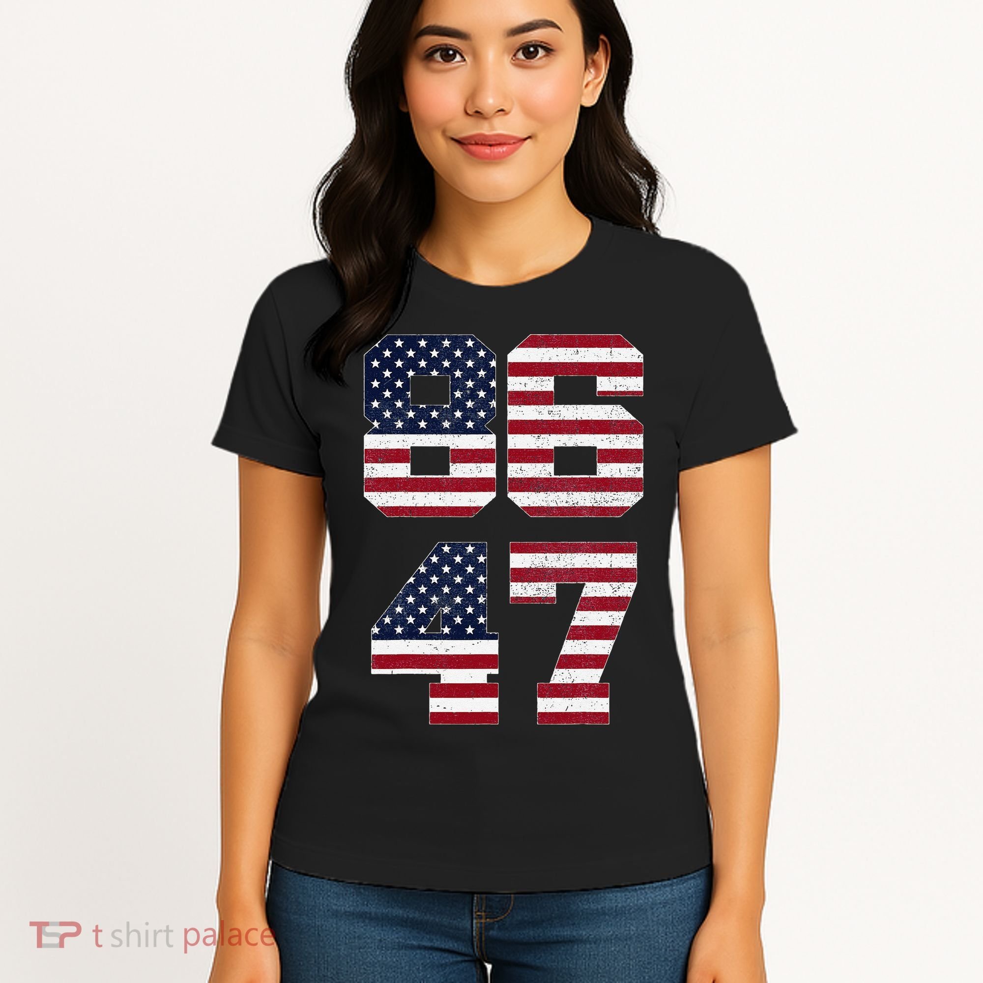 8647 Subtle Anti Funy 86 47 Retro America Flag Women's T-Shirt