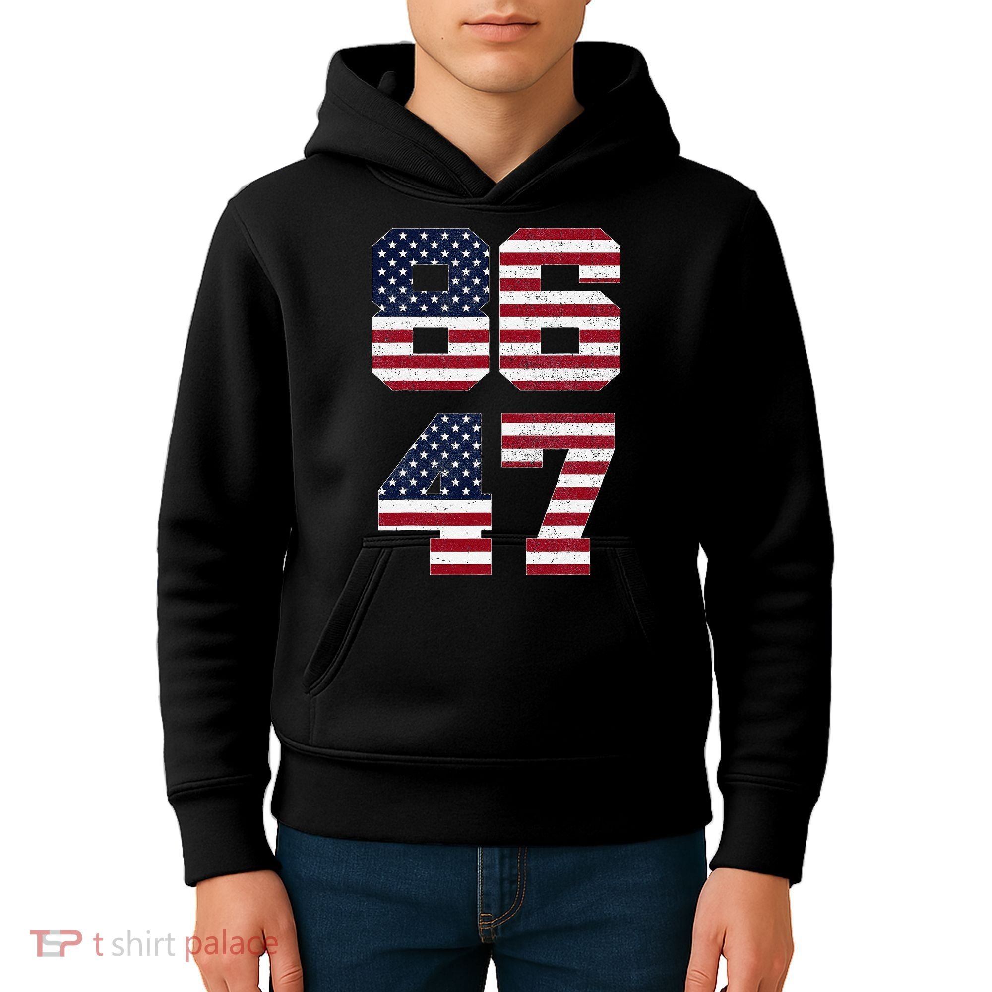 8647 Subtle Anti Funy 86 47 Retro America Flag Kids Hoodie